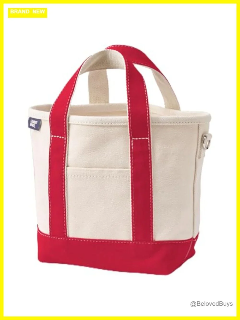Canvas Tote Bag With Structured Base, Laptop Compartment, 5 Pockets